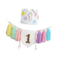 Bothyi - Banner De Silla Alta Y Sombrero De Corona, Decoraciones Para Fiesta De Primer Cumpleaños, Accesorios Fotográficos