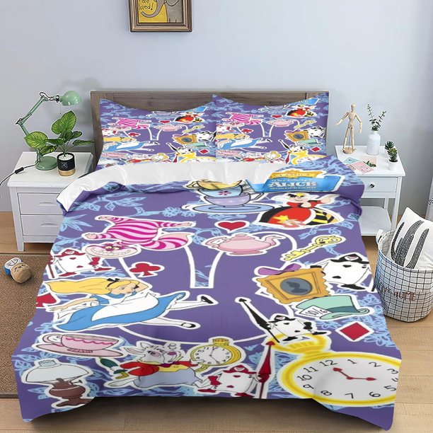Alice in Wonderland Duvet Cover Set Childern Home Boys Girls Cartoon Co-branded Jerry Mouse Modern 2 Piece Bedding Sets