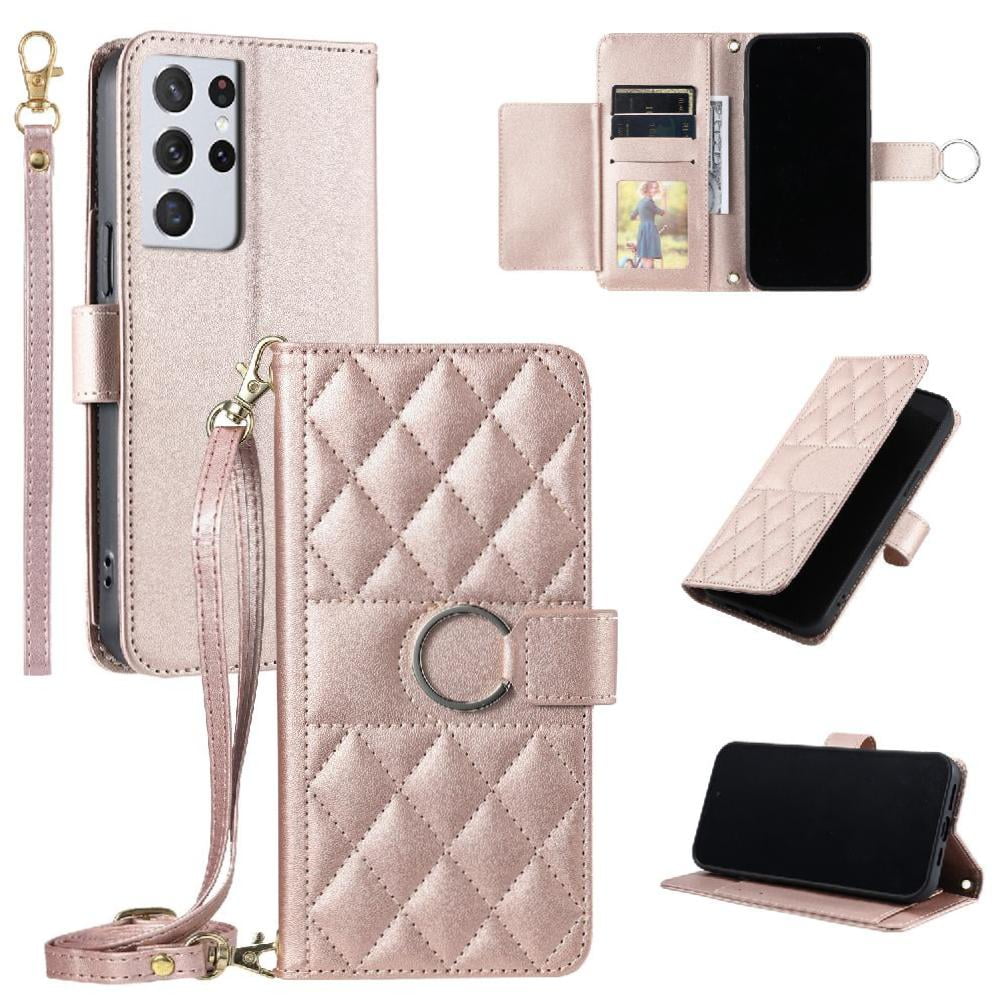 Funda Tipo Billetera Foxdock Para Samsung Galaxy S21 Ultra – Tapa Abatible Con Correa Para Mujer