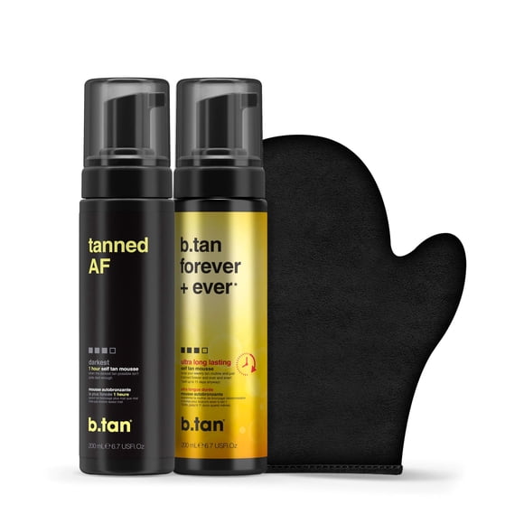 Kit autobronceador B.Tan oscuro y duradero con guante autobronceador