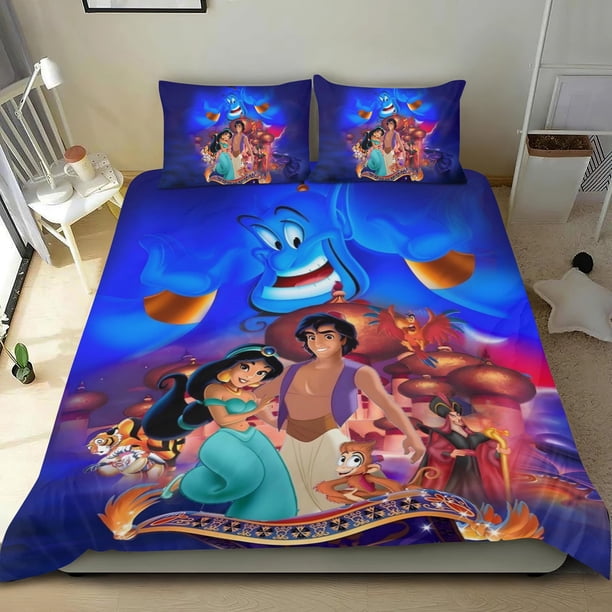 Jazmín, Princesa de Aladdín Conjunto de sábanas temático, trío de piezas, cómodo y amigable con la piel, diseño único, regalo de decoración para el hogar para familiares, amigos y fans, 90 cm * 190 cm