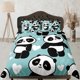 thumbnail image 1 of Panda lindo juego de funda nórdica dormitorio de los niños, ropa de cama verde con funda de almohada, 1 of 3