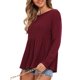 thumbnail image 4 of INSPIRE CHIC Top de Punto Waffle para Mujer de Manga Larga Babydoll Peplum Blusas XS Burdeos, 4 of 6