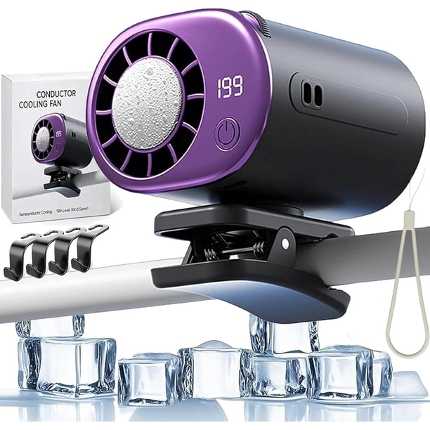 Ventilador clip coche LED 100 velocidades ajustable USB recargable gimnasio playa