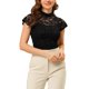 thumbnail image 5 of Blusa Semitransparente de Manga Corta con Cuello Alto y Espalda con Abertura para Mujer INSPIRE CHIC M Negro, 5 of 7