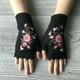 thumbnail image 5 of Flower Embroidery Gloves - Handmade Knit Fingerless Gloves for Women, 5 of 5