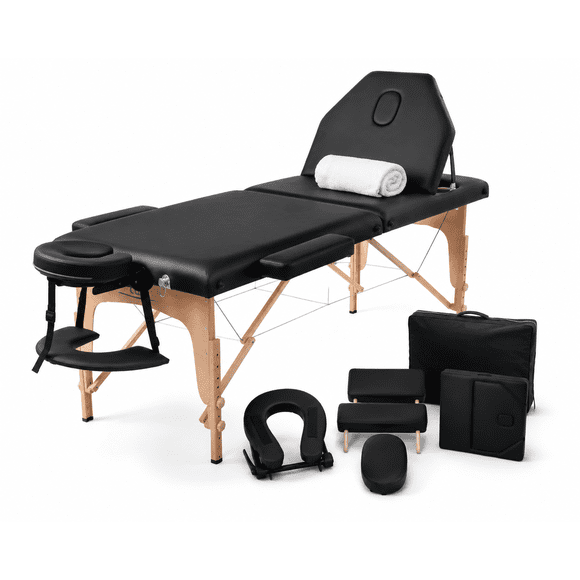 Camilla Masaje Profesional Nanofort Plegable 150 kg Respaldo Ajustable Con Accesorios Negro