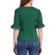 thumbnail image 3 of Blusa de Gasa Semitransparente con Volantes y Mangas Abullonadas hasta el Codo para Mujer de INSPIRE CHIC S Verde Esmeralda, 3 of 6