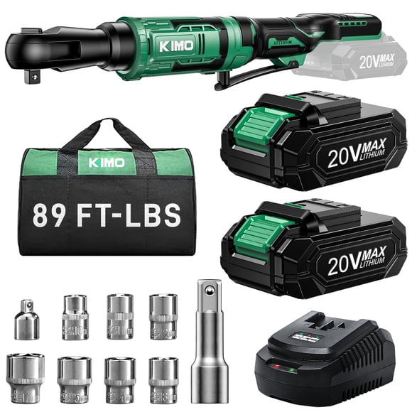 Llave de trinquete inalámbrica KIMO 20 V 3/8 89 ft-Lbs con 2 x 2.0 Ah