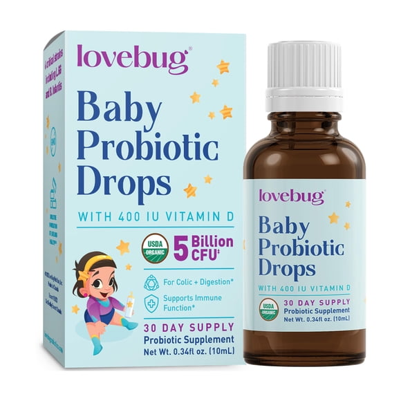 Lovebug probiótico orgánico del USDA para bebés de 0 a 24 meses