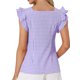 thumbnail image 3 of INSPIRE CHIC Blusas de Cuadros para Mujer de Regreso a Clases Cuello Cuadrado con Volantes Mangas Cortas de Verano Blusa Púrpura L, 3 of 6