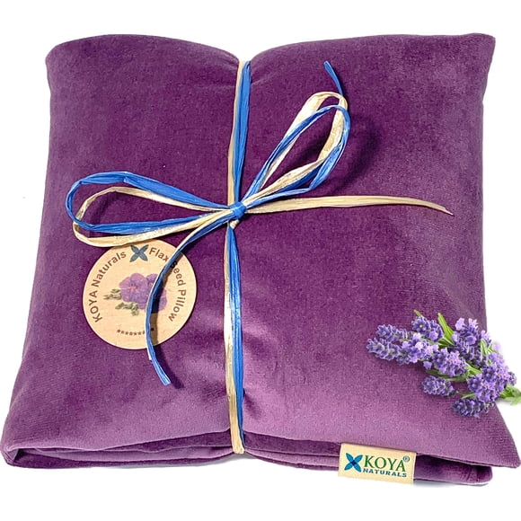 Almohada térmica KOYA Naturals de terciopelo suave con semillas de lino, color morado