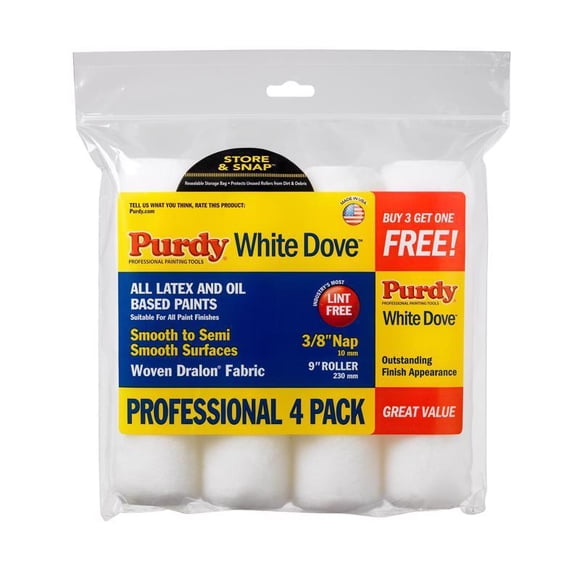 Funda para rodillo de pintura, tela tejida con forma de tórtola, color blanco purdy, 23 cm, paquete