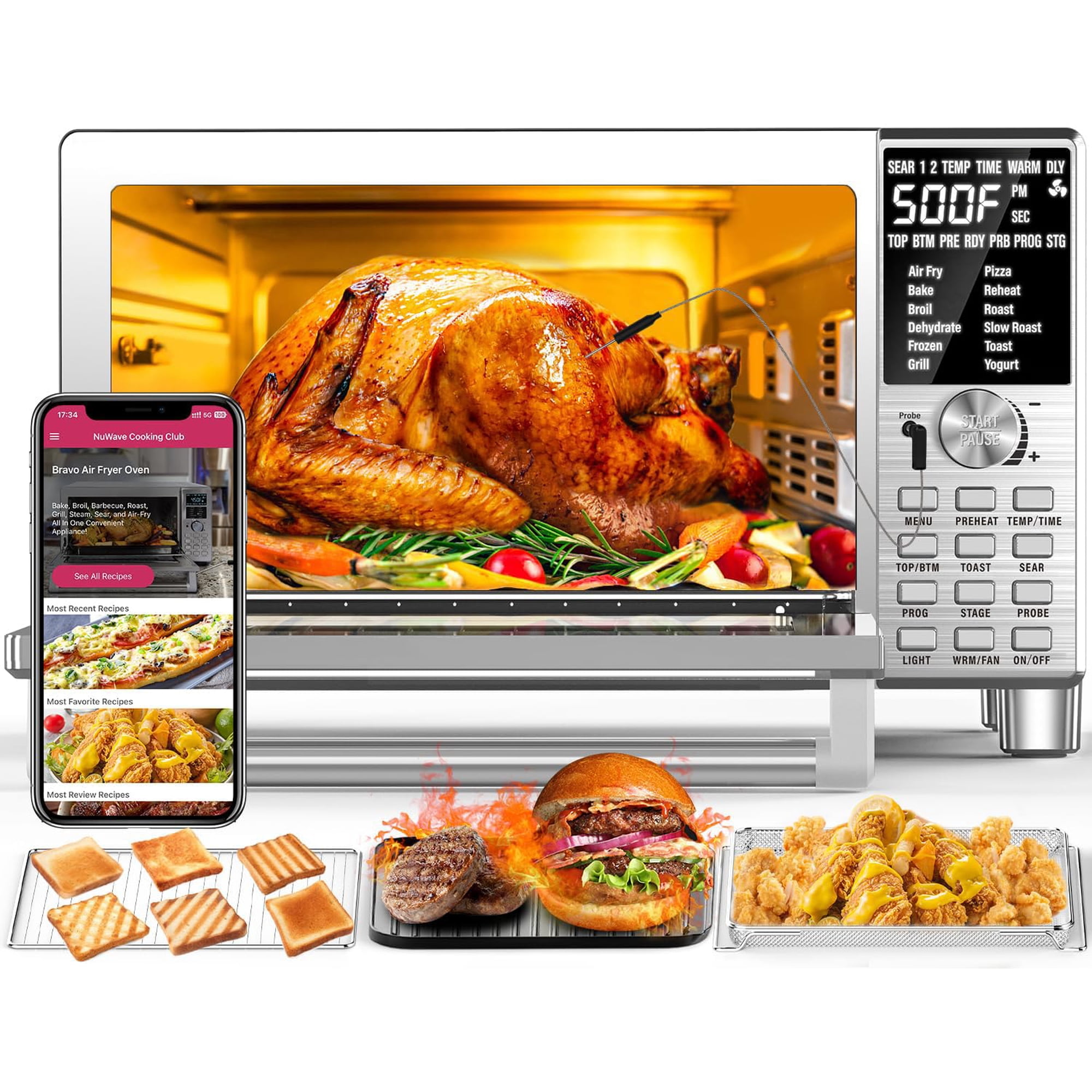 Horno Tostador Inteligente Con Freidora De Aire Nuwave Bravo Xl 30l 12 En 1