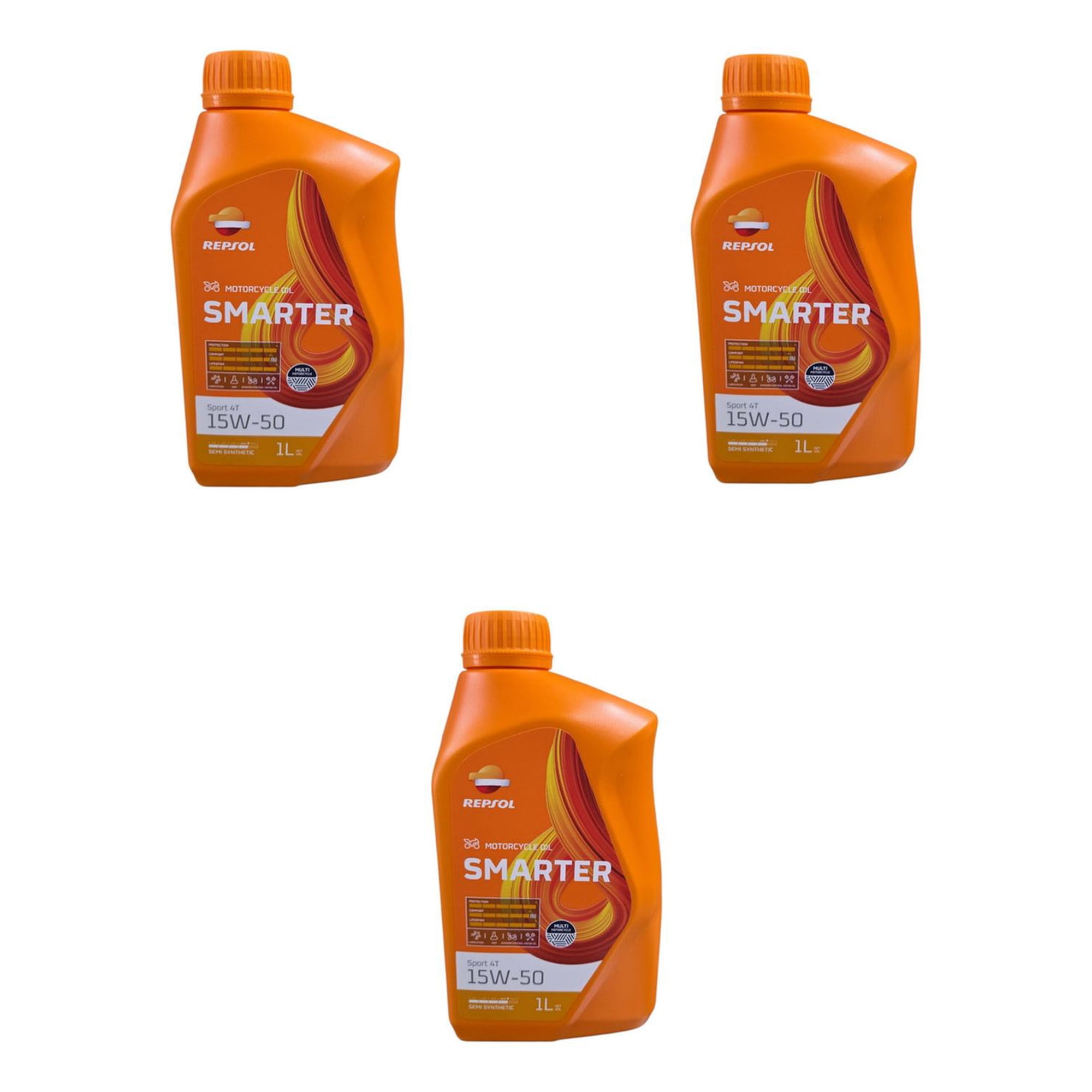 Aceite 15w50 Smarter Moto Repsol Semi - Sintetico 4t Pack X3