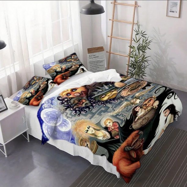 3pcs Labyrinth Duvet Cover Set - Includes Bedspread + Pillowcases No Inserts Needed for Home or College Use