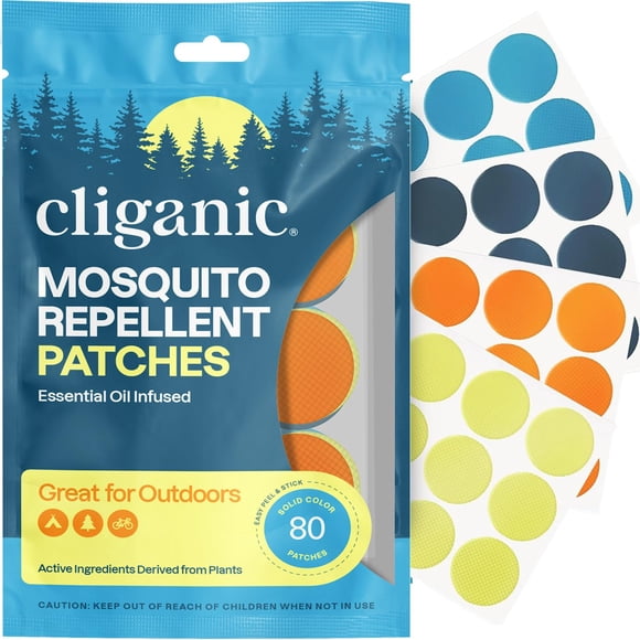 Adhesivos repelentes de mosquitos Cliganic, 80 unidades, sin DEET