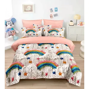 Casadeliacl - Cubrecama 5D Quilt De Verano 1.5 Plaza Tiernos Diseños Tf Rosa Arcoíris