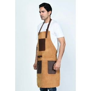 Delantal Sharo Cuero Natural Multi-Bolsillos