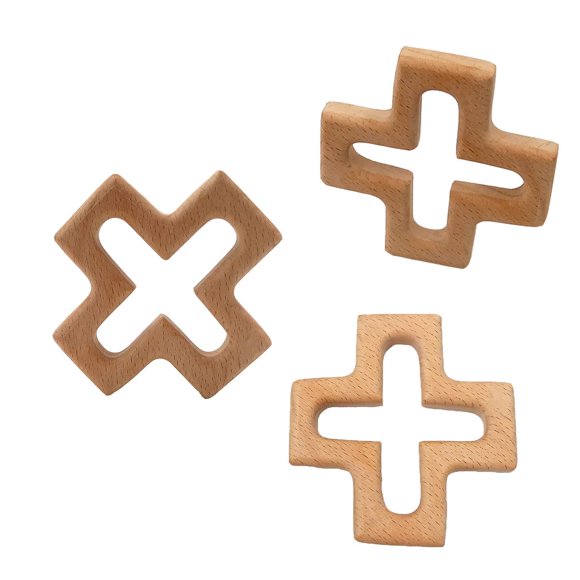 Colgante de cruz de madera ARAKIERST de haya 7 x 7 cm, 10 piezas