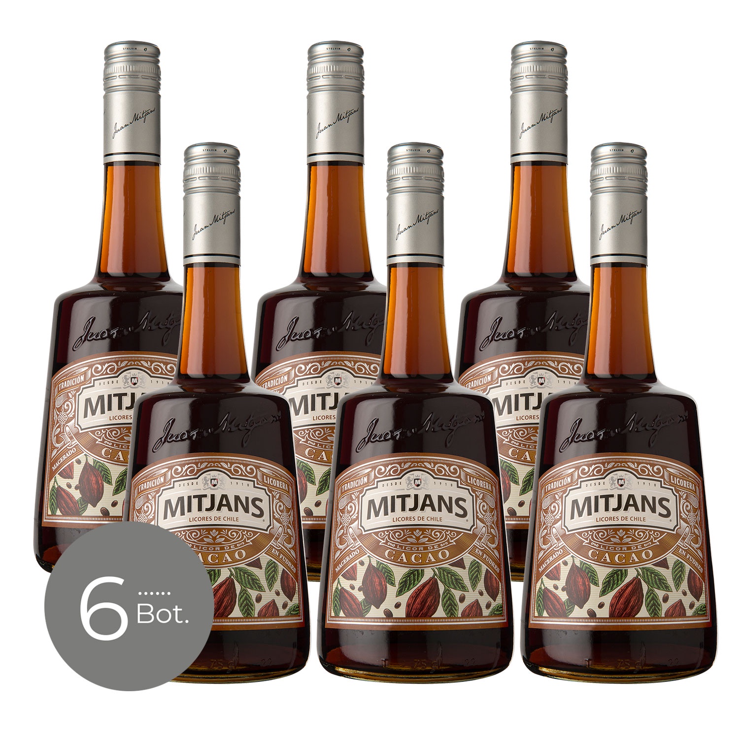 Pack X 6 Licor De Cacao Mitjans Mitjans 750 Cc