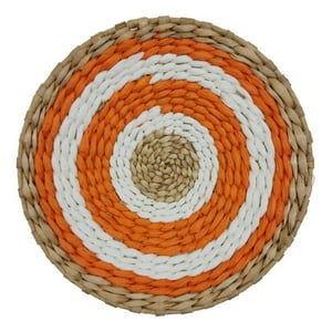 Fliperex - Circulo Decoración De Mimbre Para Pared Casa Terraza Mediano Naranja Tamano Unico