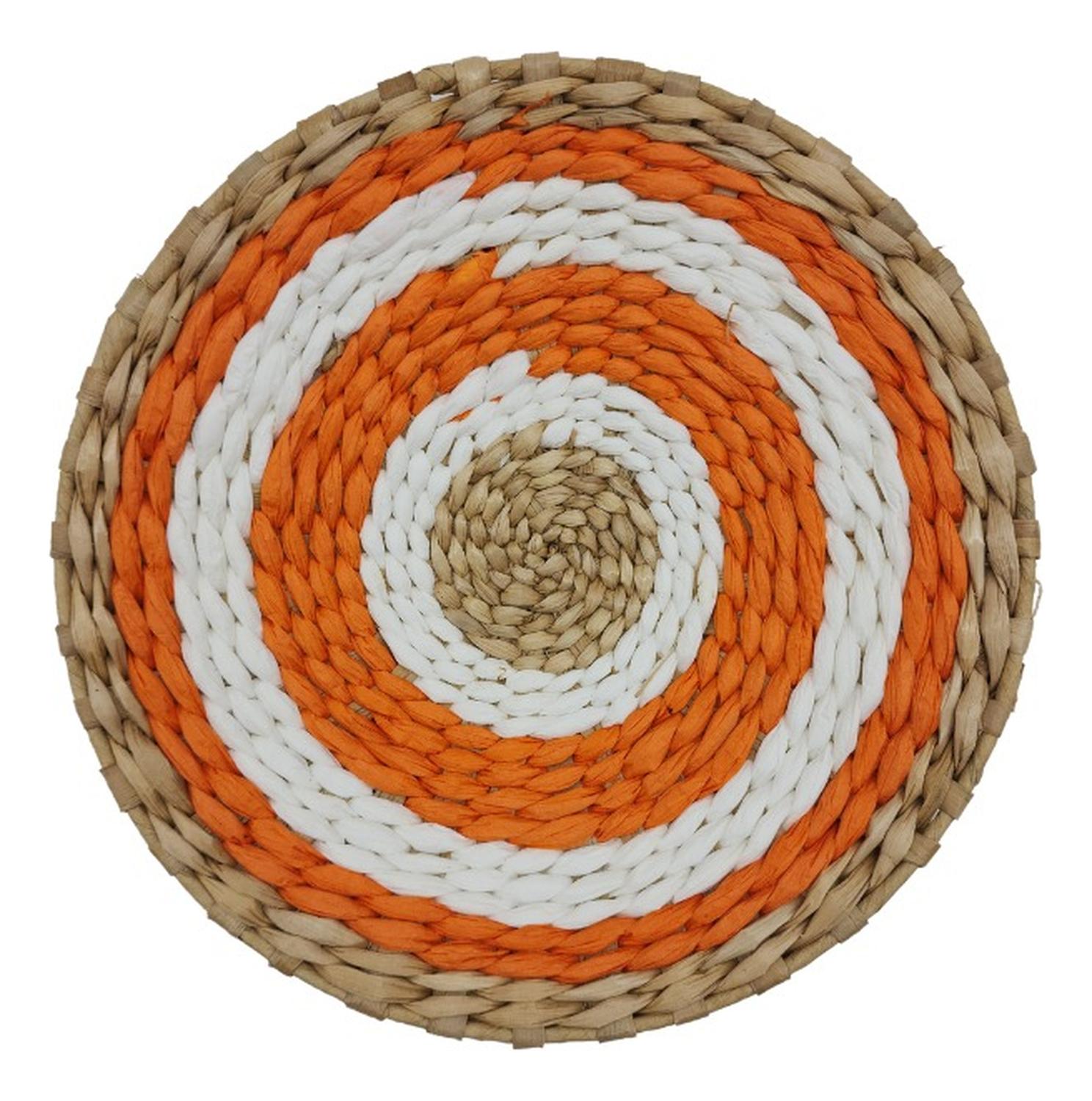 Fliperex - Circulo Decoración De Mimbre Para Pared Casa Terraza Mediano Naranja Tamano Unico
