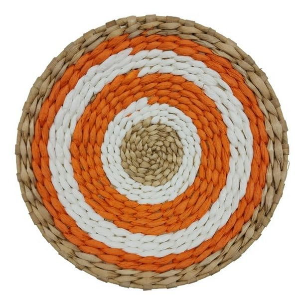 Circulo Decoración De Mimbre Para Pared Casa Terraza Mediano naranja Tamano Unico