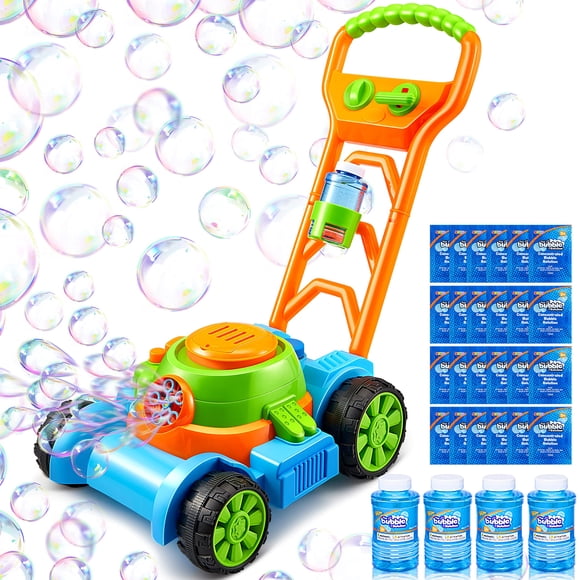Cortadora de césped con burbujas Sloosh, juguete para niños pequeños con solución de burbujas