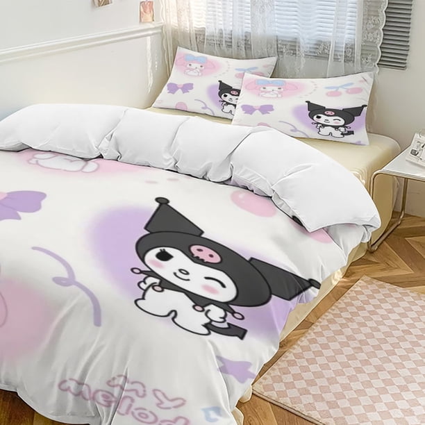 Sanrio Quilt Set Thicken Soft 3 Pieces Bedding Set All Season Duvet Cove with 2 Pillowcases for Adult Women Girls Teens Home Room Decor