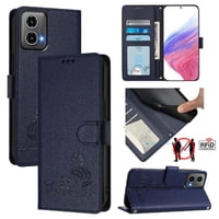 Funda Tipo Cartera Foxdock Para Motorola Moto G45 5G Con Soporte, Ranuras, Rfid, Diseño De Gato