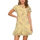 thumbnail image 1 of INSPIRE CHIC Vestido de Chifón Floral con Volantes, Manga con Volantes, Escote en V con Lazo, por Encima de la Rodilla, Línea A para Mujer, Regreso a Clases, L Amarillo Claro, 1 of 6
