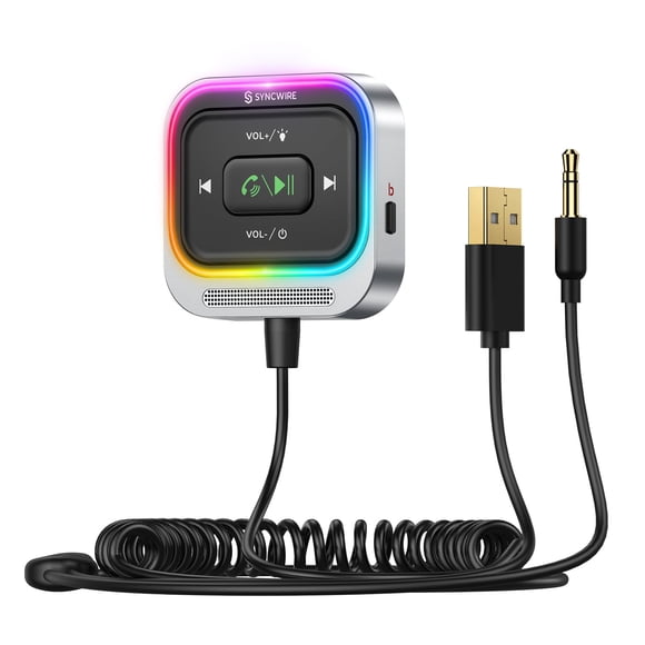 Receptor Bluetooth Syncwire Bluetooth 5.4 con cable enrollado
