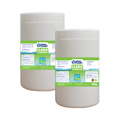 Genérica - Pack 2 Unidades Cloro Granulado Para Piscina, Pote 1Kg