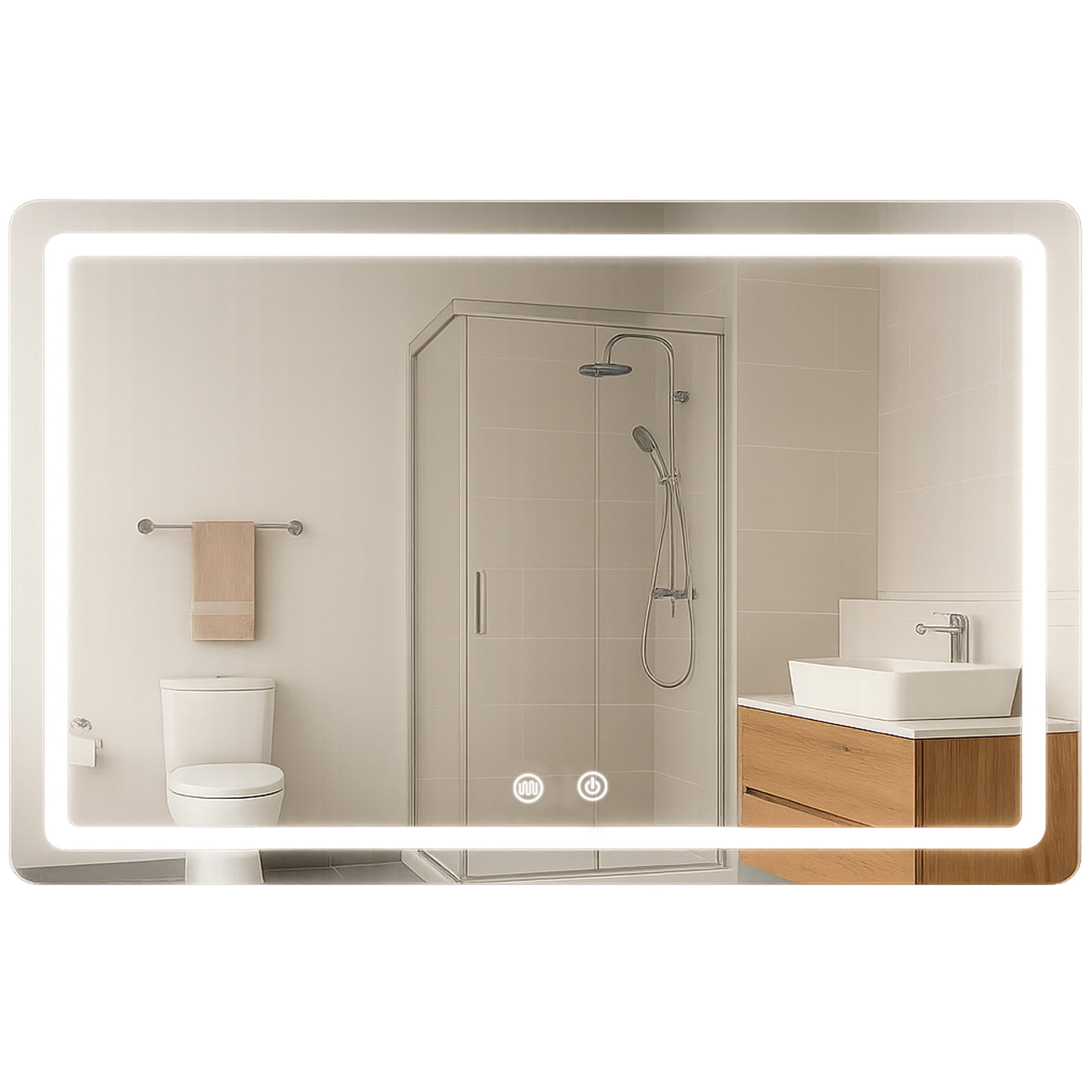 Joytek - Espejo Rectangular Touch Con Luz Led 3 Colores 120 X 80 Cm