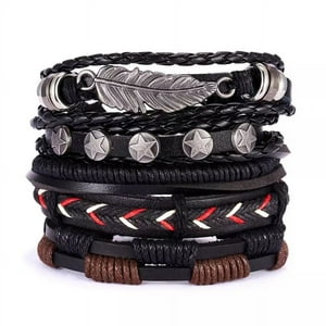 Mercado Cbf - Pulsera Trenzada Estilo Hoja Múltiples Eco Cuero