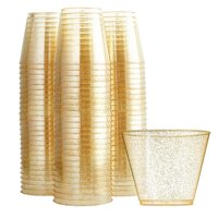 Magideal - 30 Vasos De Plástico Con , 9 Oz 270 Ml, Elegante Champán, Cóctel, Copas Desechables Para Fiestas, Vasos , Oro