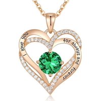 Collar Heshpaws Love Pendant Birthstone Zirconia Plata