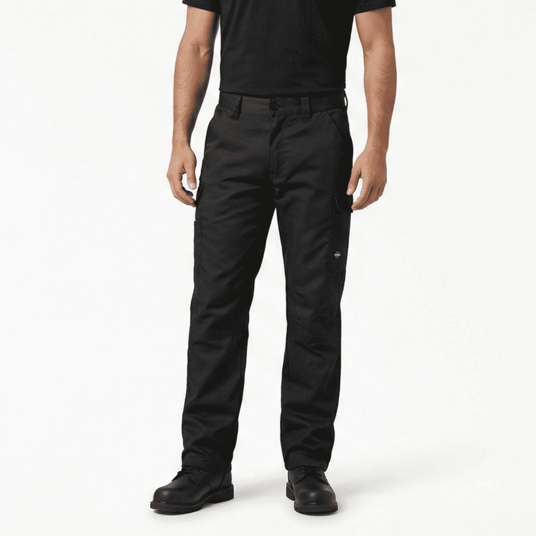 T-world - Pantalón Cargo Térmico Hombre Gabardina Forro Polar Trabajo Negro