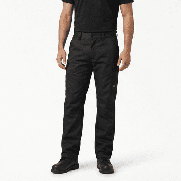 Pantalón Cargo Térmico Hombre Gabardina Forro Polar Trabajo Negro