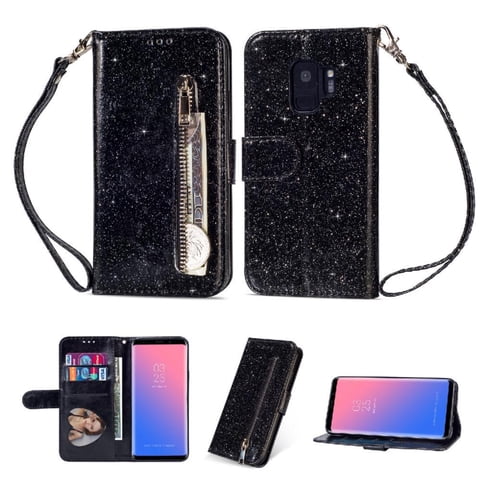 Funda Para Foxdock Elegante Funda Samsung Galaxy S9 Glitter Con Cremallera-Ideal Para El Uso Diario