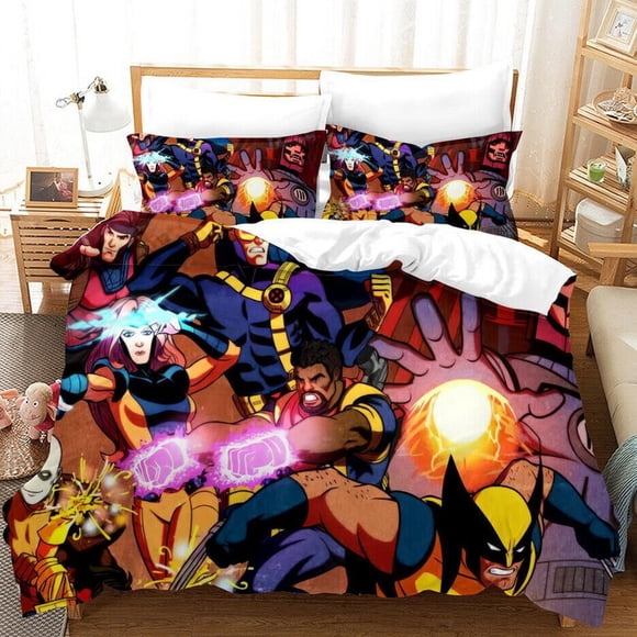 Marvel X-Men Soft D Quilt Duvet Cover Set Queen Bedding Bedroom Decor Children3-Piece Bedding Set