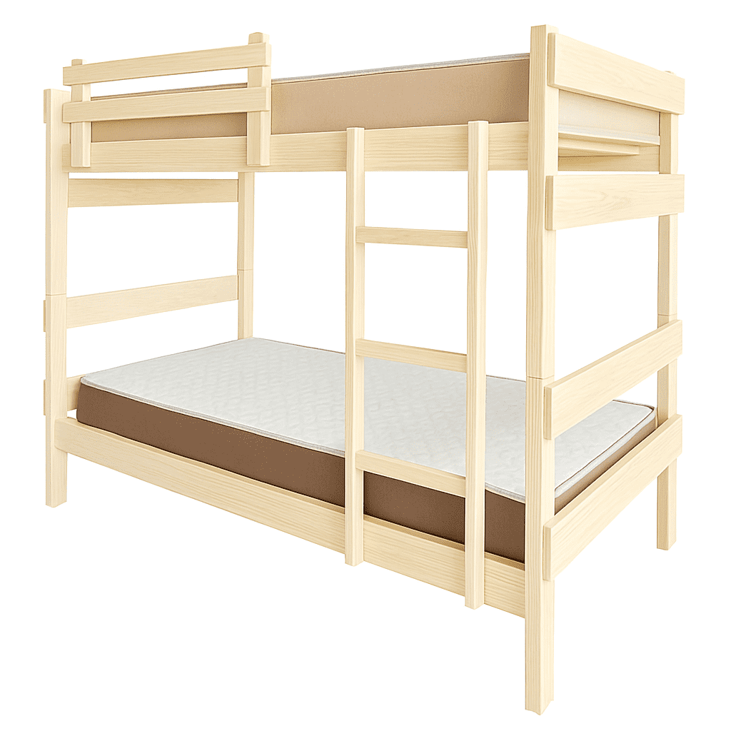 Araucarias - Camarote De Madera Newen Crudo 1 Plaza + 2 Colchones Dormitorio