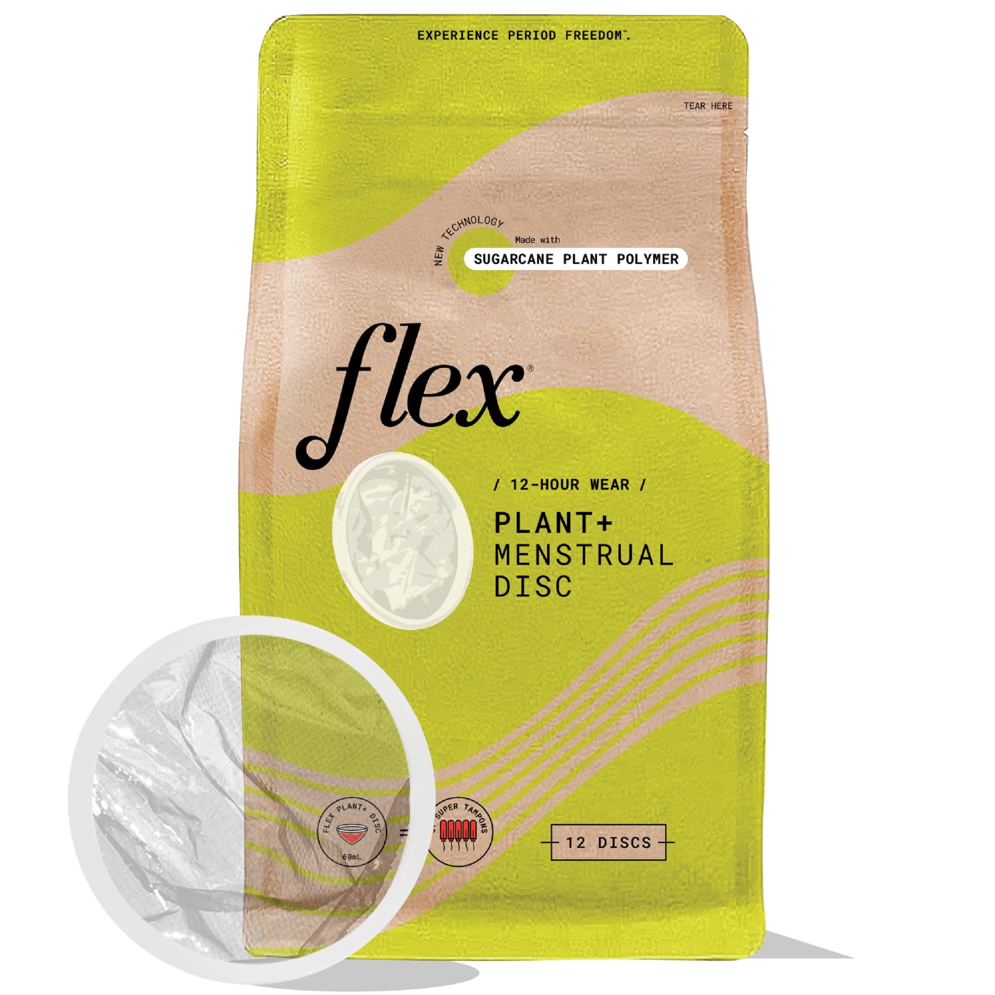 Disco Menstrual Desechable Flex Plant Plus Disc, 12 Unidades