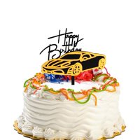 Decoración Para Tartas Lingaixinyue Cars Happy Birthday, Dorado Y Negro