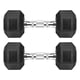 thumbnail image 1 of Mancuernas de hierro fundido con revestimiento de goma negra hexagonal de 15 libras (7 kg) x 2, 1 of 8