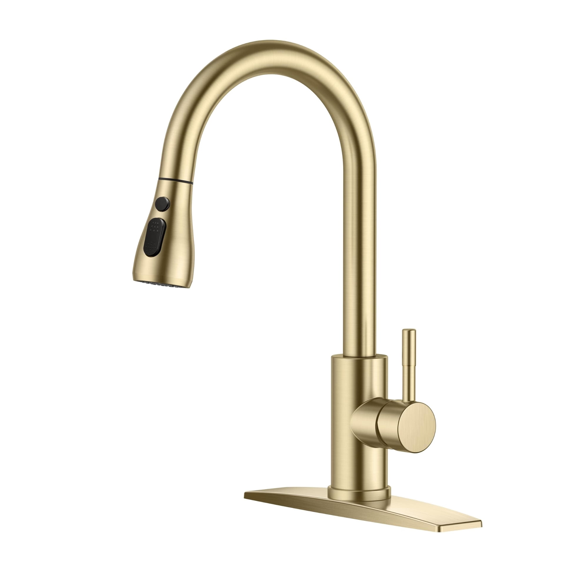 Grifo De Cocina Forious Gold Con Pulverizador Desplegable De Acero Inoxidable
