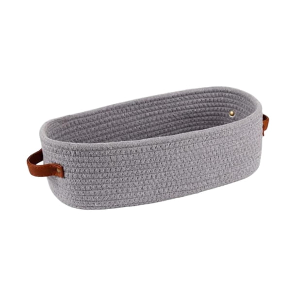 Canasta tejida de algodón con manijas de guarnición recipiente nórdico organizador de baño contenedor canasta de almacenamiento decorativo para dormit Gris