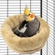 thumbnail image 2 of Cama de hamaca de pelo extraíble, plataforma de percha de descanso cálida de invierno para los budgies Cockatiel Conure Parakeet Hamster (tamaño pequeño beige), 2 of 3