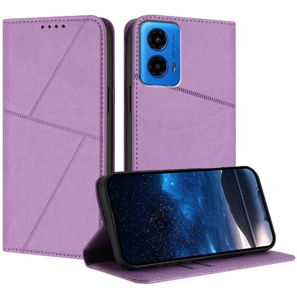 Funda Cartera Magnética para Motorola MOTO G45 Protección Antichoque con Ranuras Morado